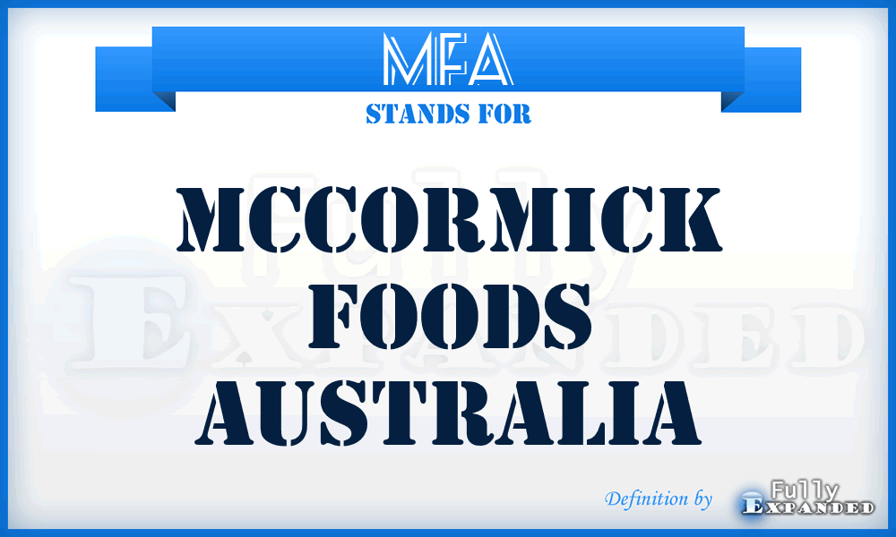 MFA - Mccormick Foods Australia