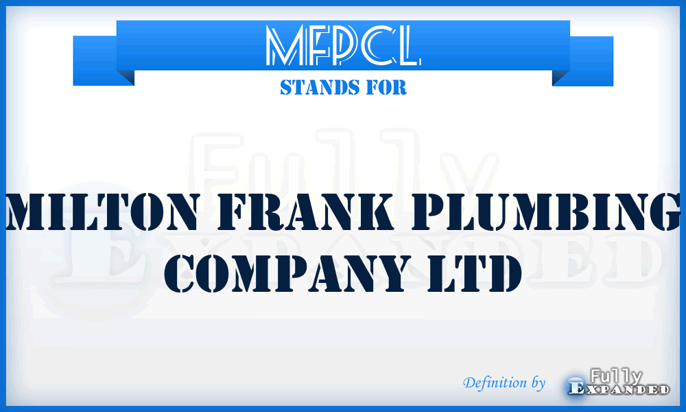 MFPCL - Milton Frank Plumbing Company Ltd