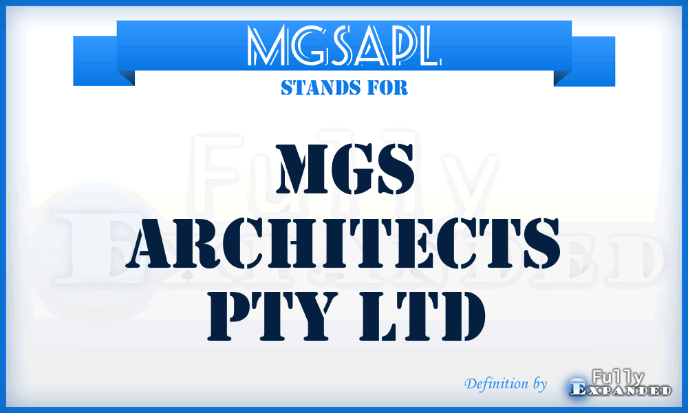 MGSAPL - MGS Architects Pty Ltd