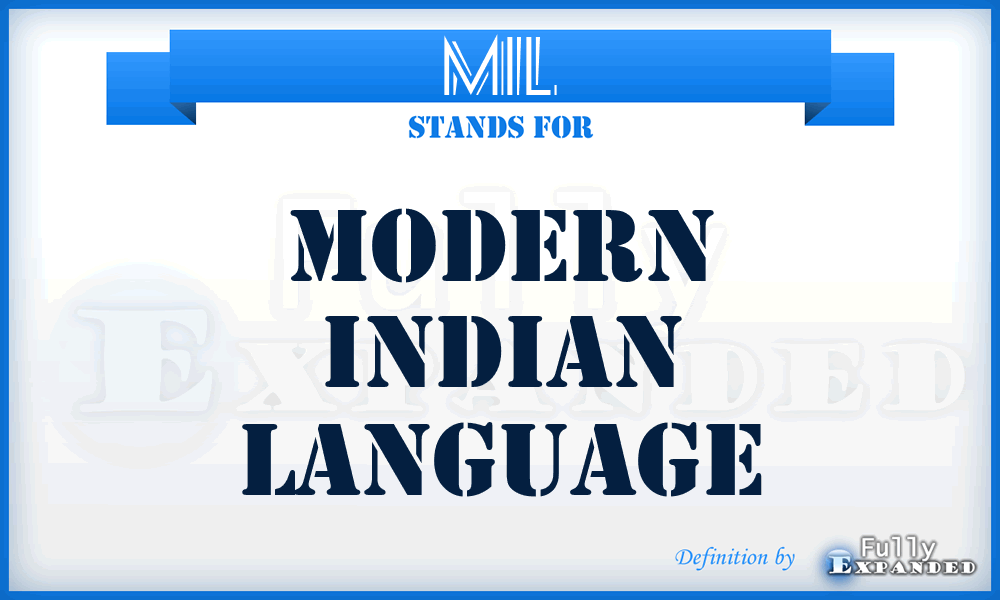 MIL - Modern Indian Language
