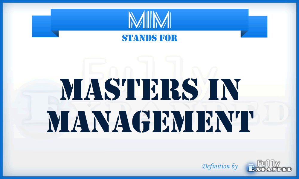 MIM - Masters in Management