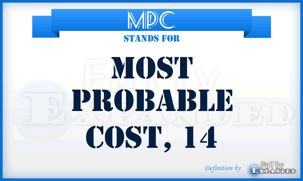 MPC - most probable cost, 14