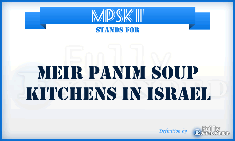 MPSKII - Meir Panim Soup Kitchens In Israel
