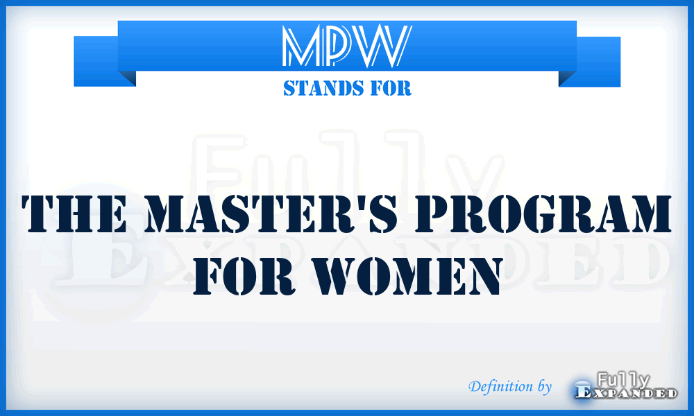 MPW - The Master's Program for Women