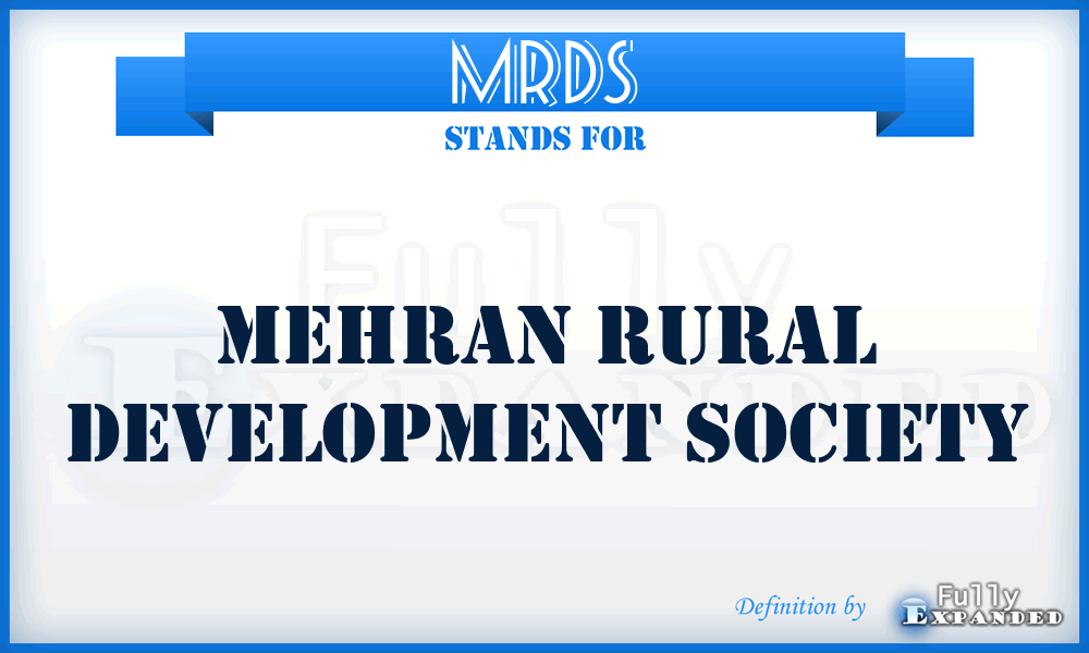 MRDS - Mehran Rural Development Society