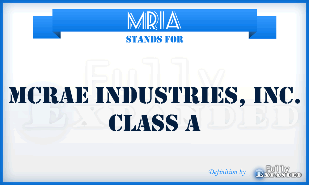 MRIA - McRae Industries, Inc. Class A