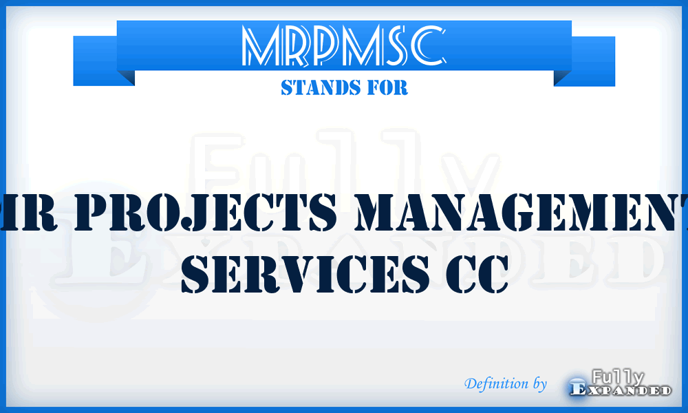 MRPMSC - MR Projects Management Services Cc