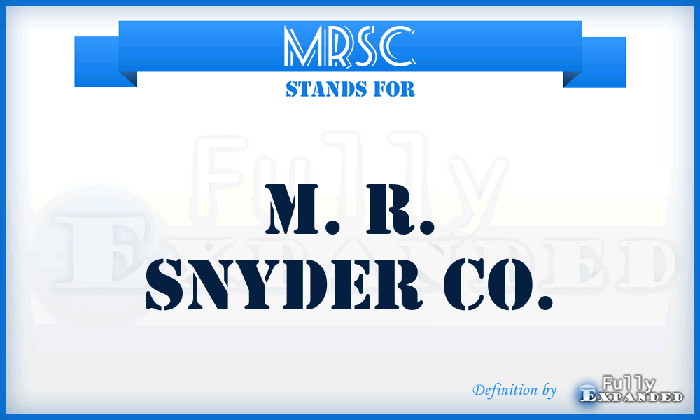 MRSC - M. R. Snyder Co.