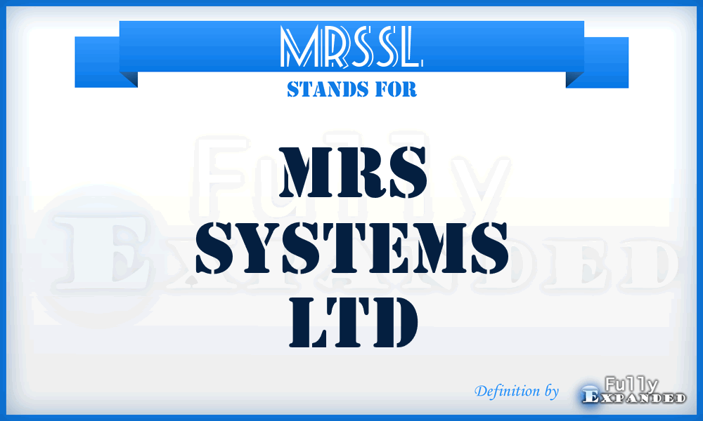 MRSSL - MRS Systems Ltd