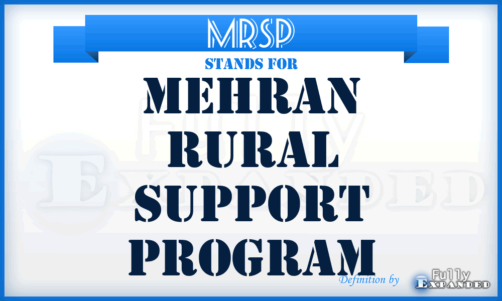 MRSP - Mehran Rural Support Program