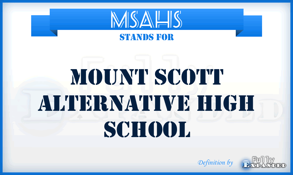MSAHS - Mount Scott Alternative High School