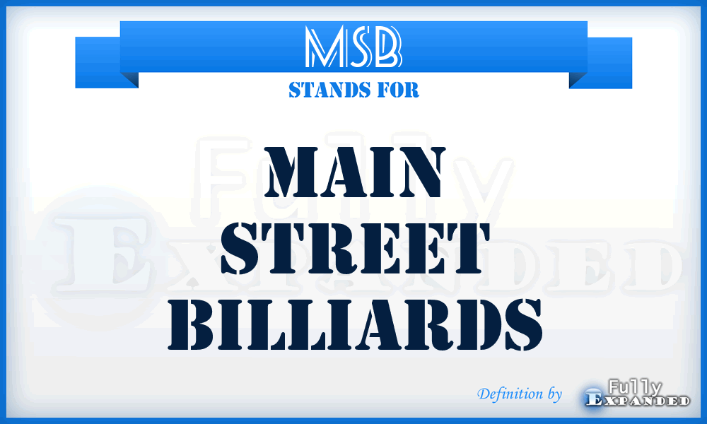 MSB - Main Street Billiards