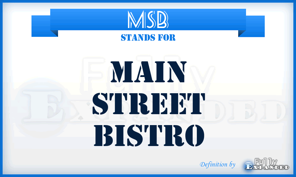 MSB - Main Street Bistro