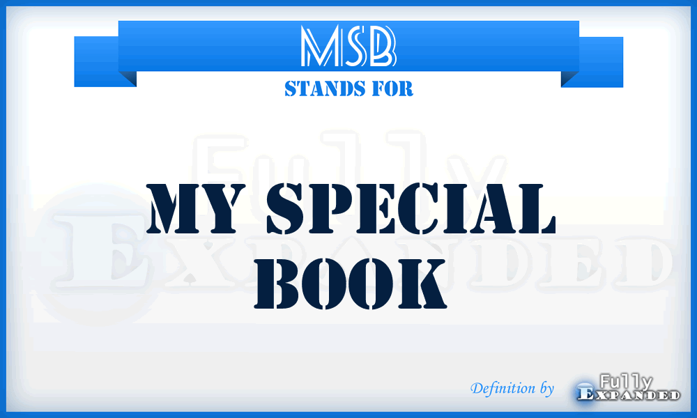 MSB - My Special Book