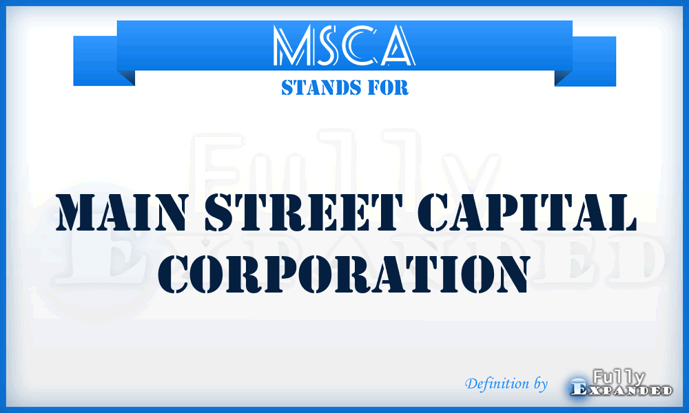 MSCA - Main Street Capital Corporation