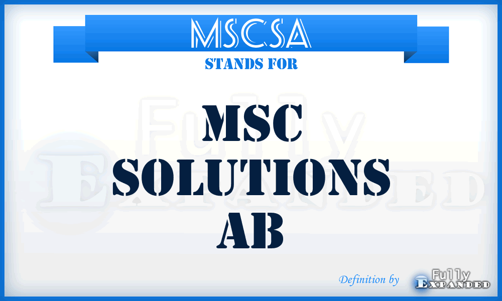 MSCSA - MSC Solutions Ab
