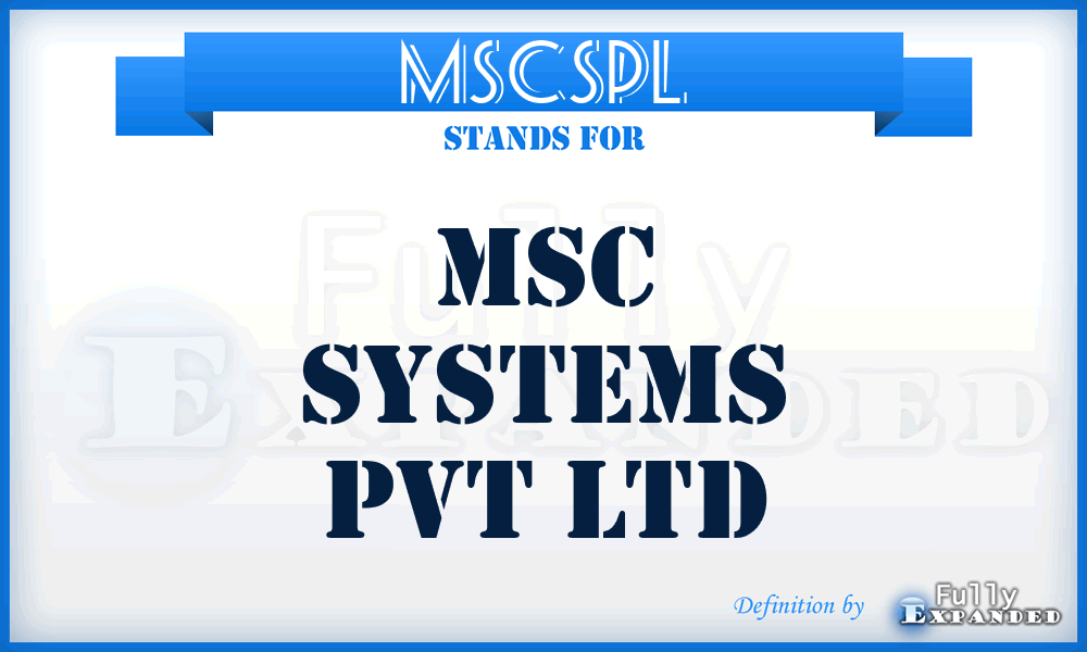 MSCSPL - MSC Systems Pvt Ltd