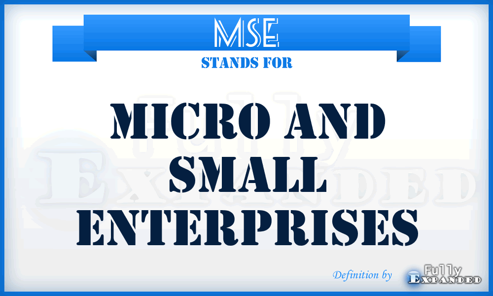 MSE - Micro And Small Enterprises