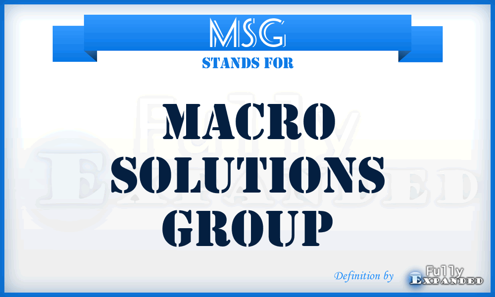 MSG - Macro Solutions Group