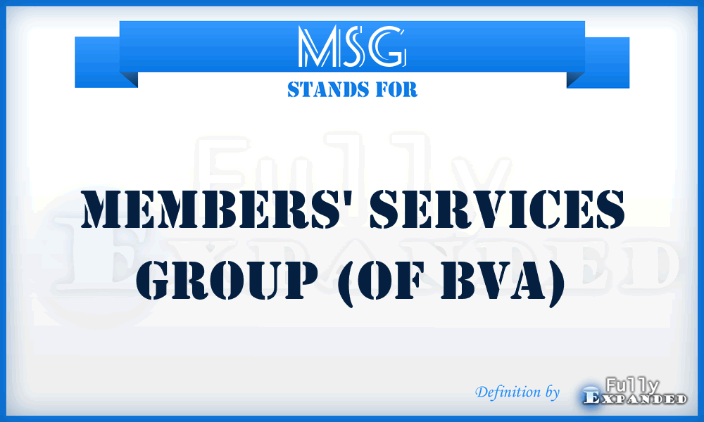 MSG - Members' Services Group (of BVA)