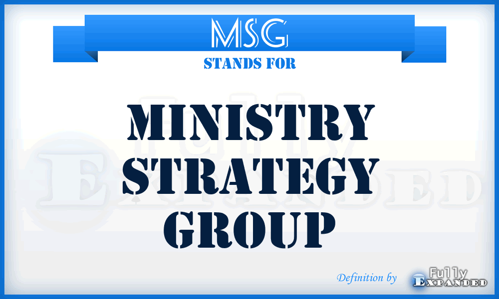 MSG - Ministry Strategy Group