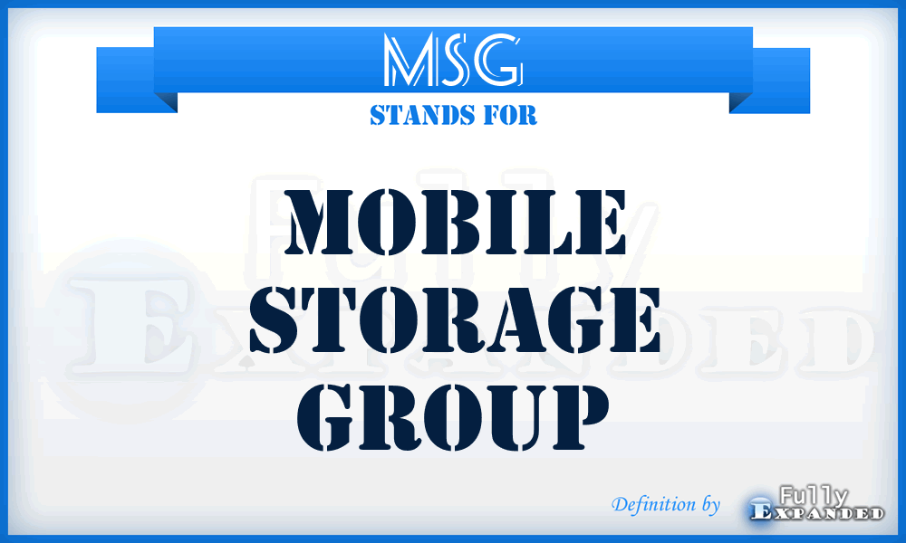 MSG - Mobile Storage Group