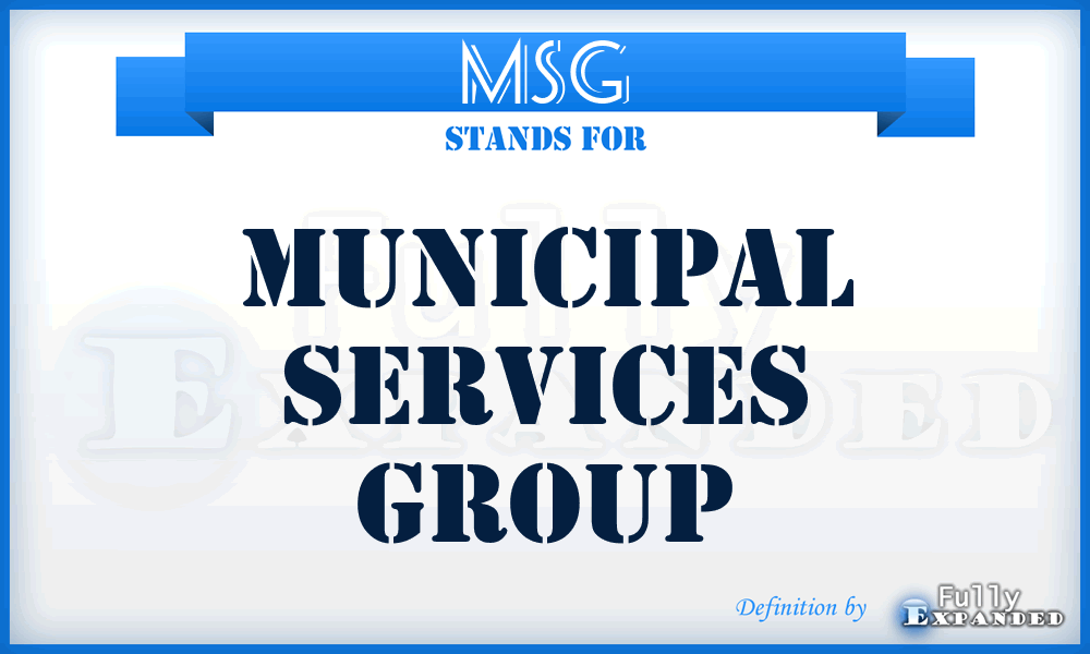 MSG - Municipal Services Group