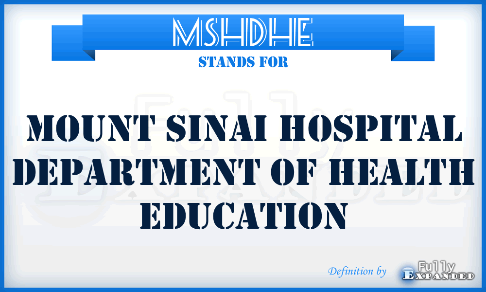 MSHDHE - Mount Sinai Hospital Department of Health Education