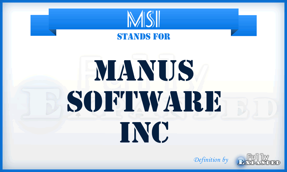 MSI - Manus Software Inc
