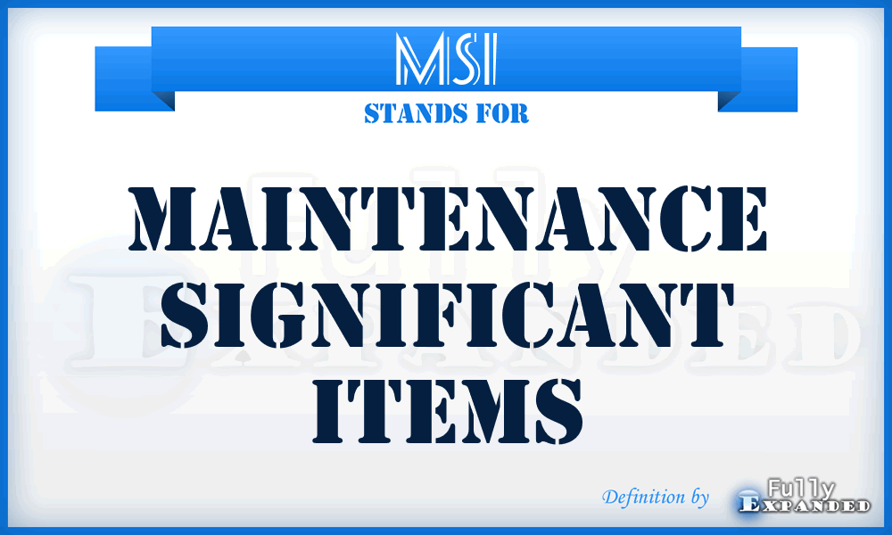 MSI - Maintenance Significant Items