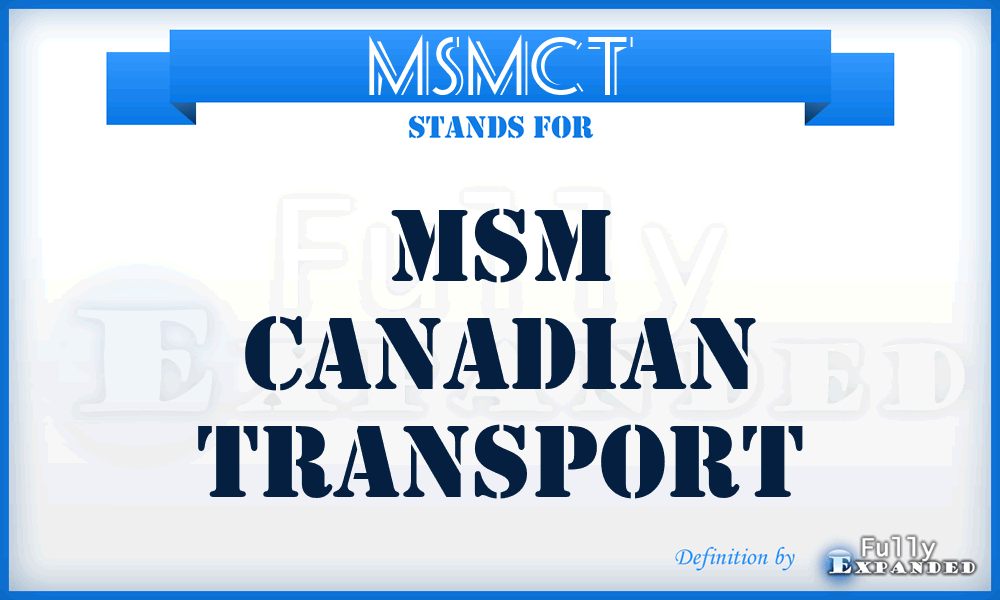 MSMCT - MSM Canadian Transport