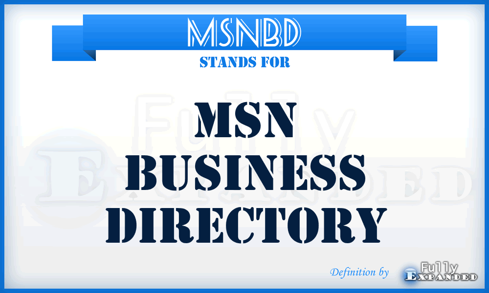 MSNBD - MSN Business Directory