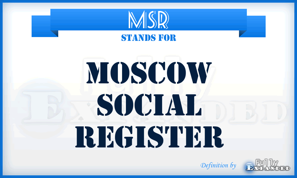 MSR - Moscow Social Register