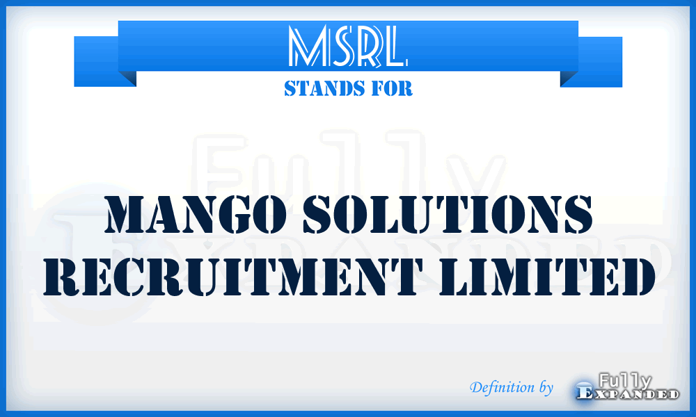 MSRL - Mango Solutions Recruitment Limited