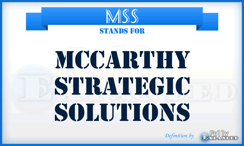 MSS - Mccarthy Strategic Solutions