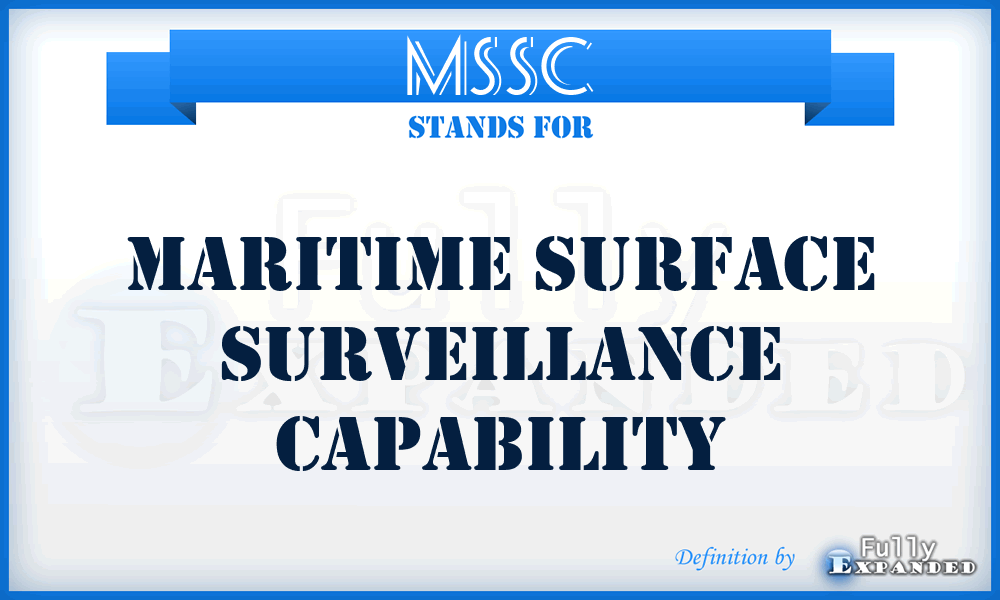 MSSC - Maritime Surface Surveillance Capability