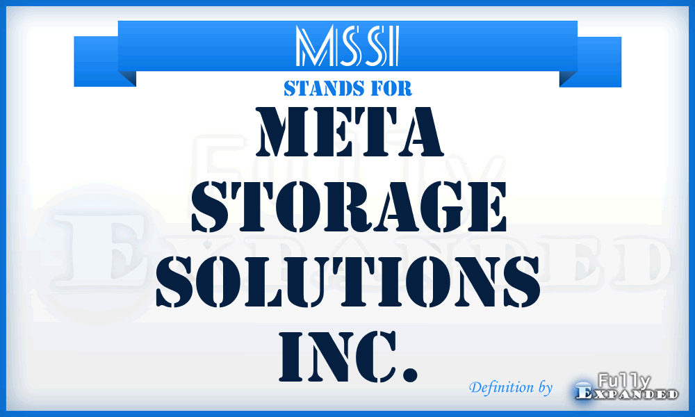 MSSI - Meta Storage Solutions Inc.