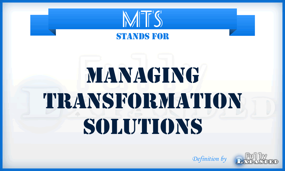 MTS - Managing Transformation Solutions