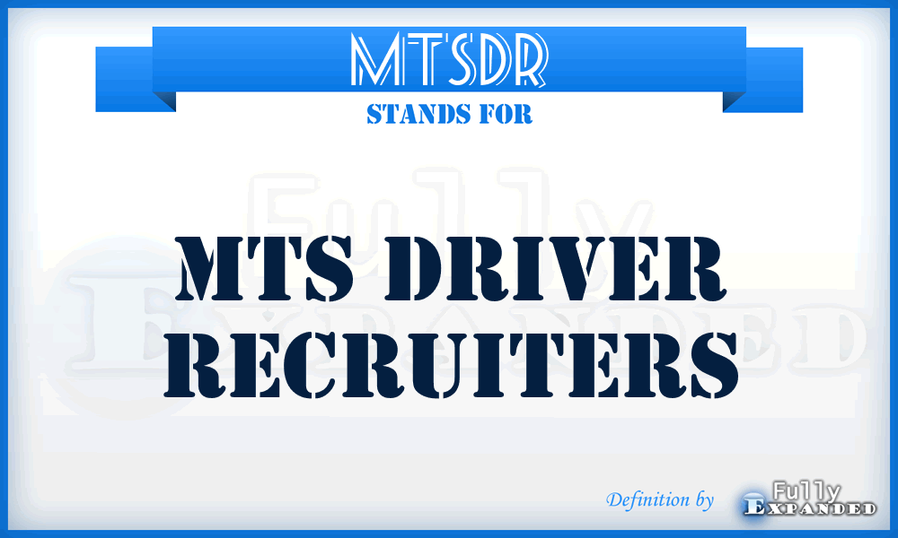 MTSDR - MTS Driver Recruiters