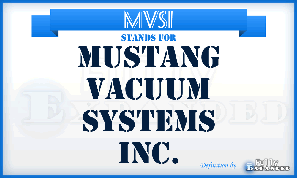 MVSI - Mustang Vacuum Systems Inc.