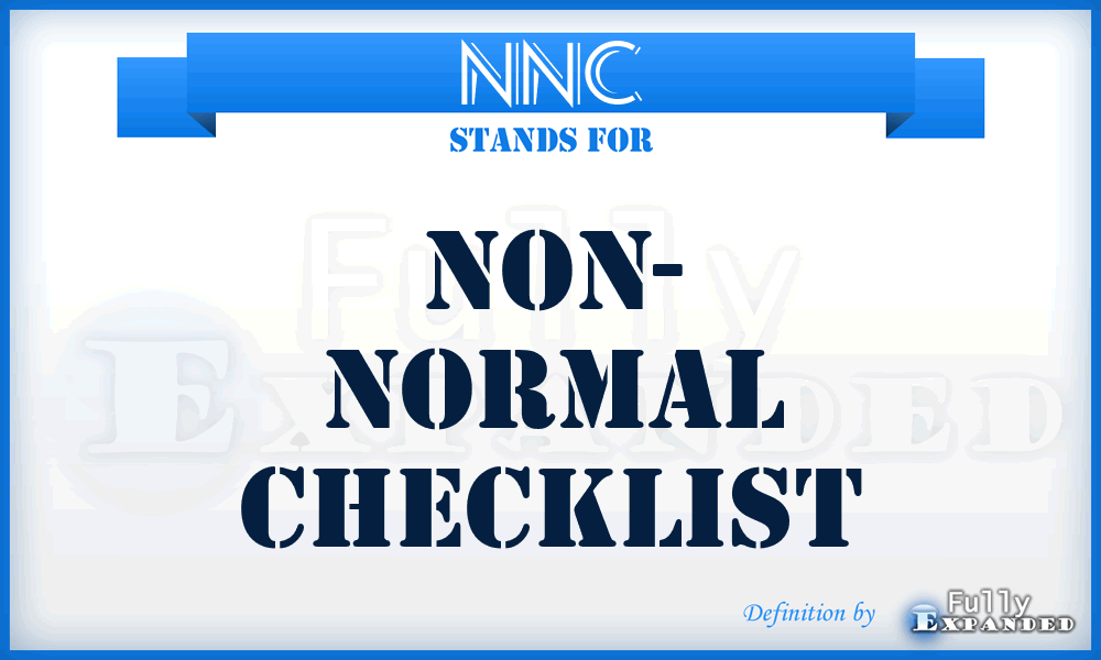 NNC - Non- Normal Checklist