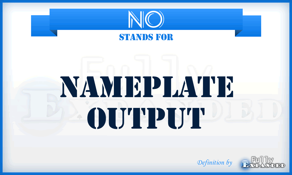 NO - Nameplate Output