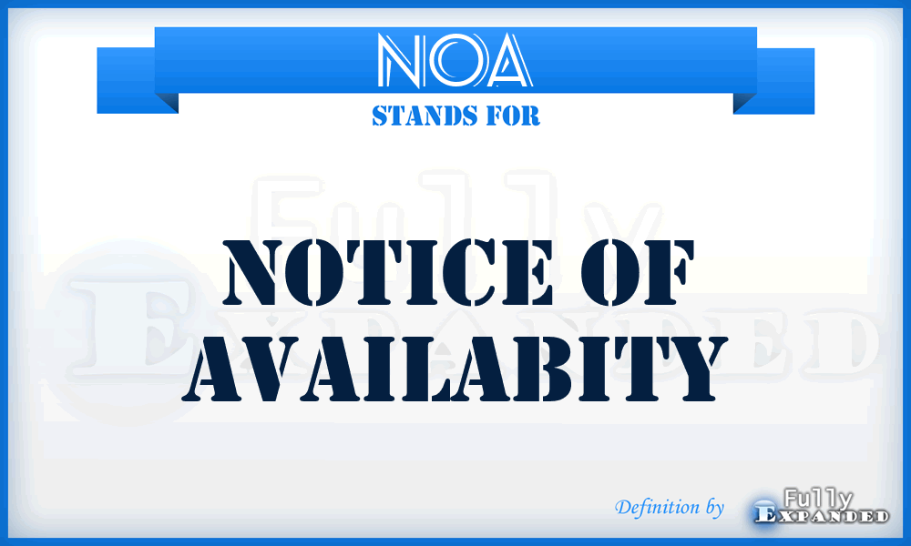 NOA - Notice Of Availabity