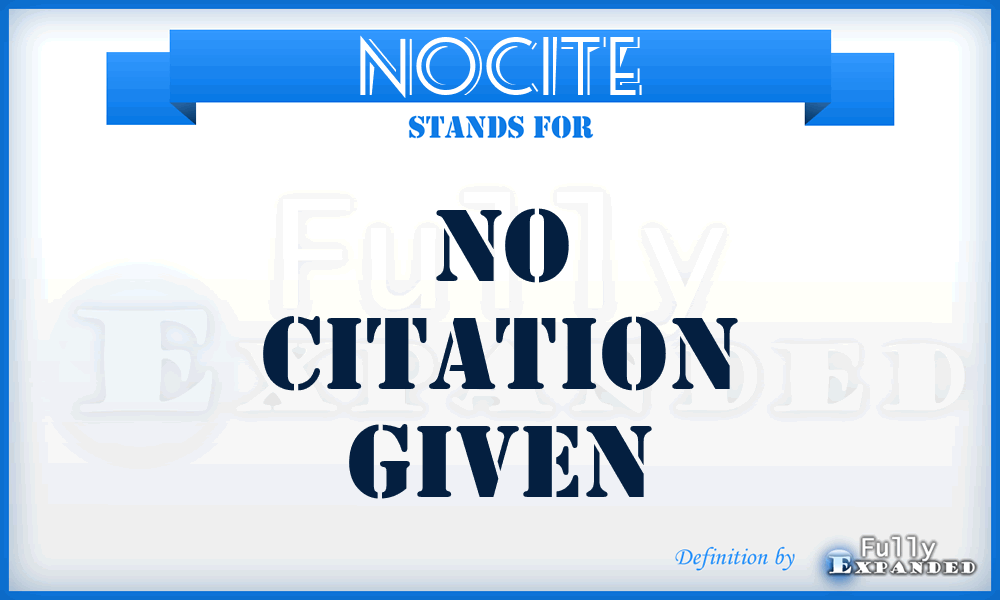 NOCITE - No citation given