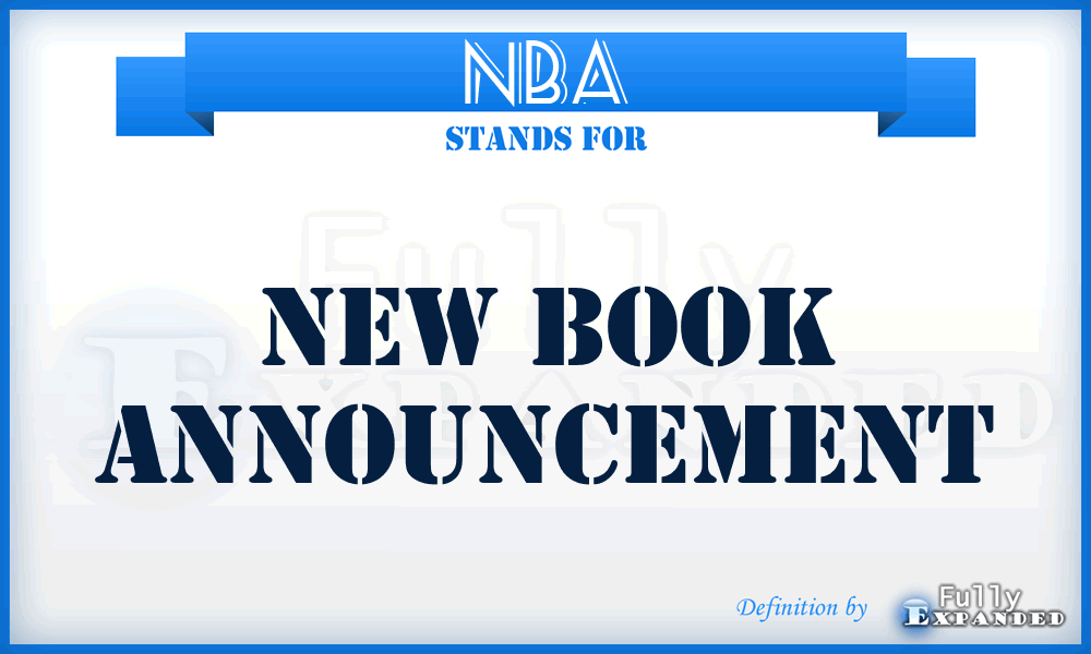 NBA - New Book Announcement