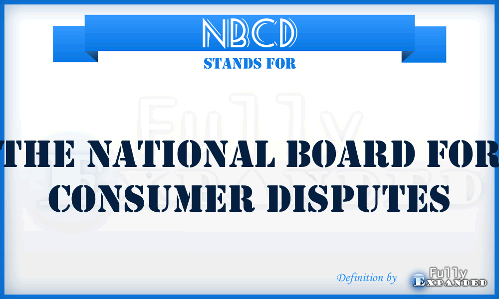 NBCD - The National Board for Consumer Disputes