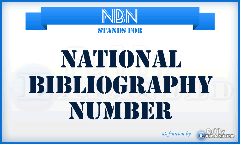 NBN - National Bibliography Number