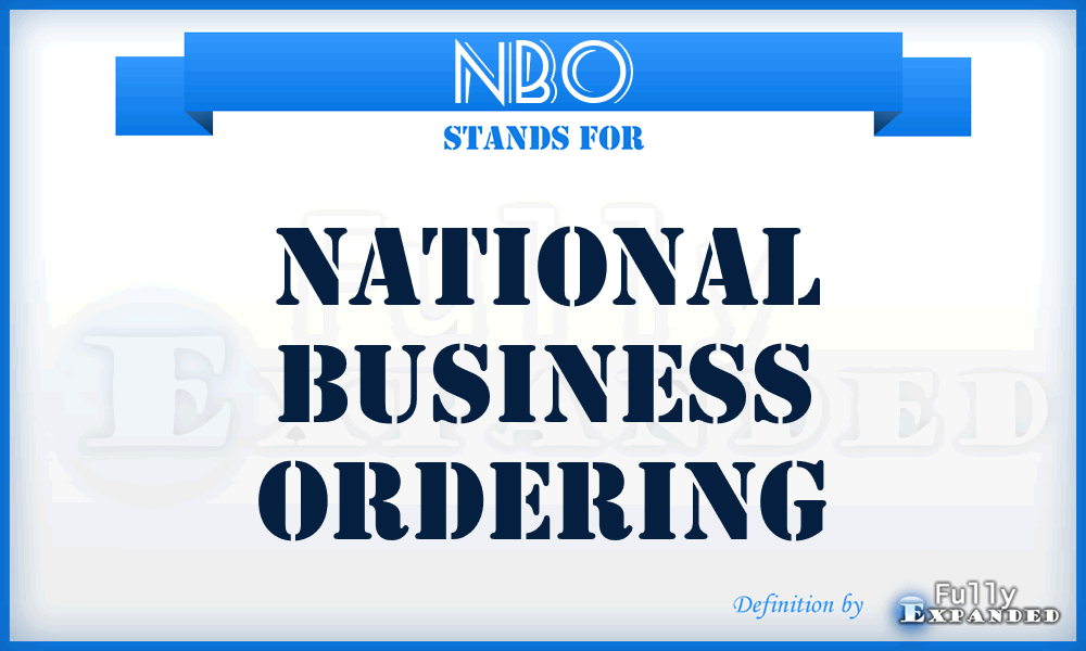 NBO - National Business Ordering