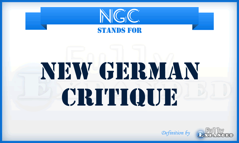 NGC - New German Critique