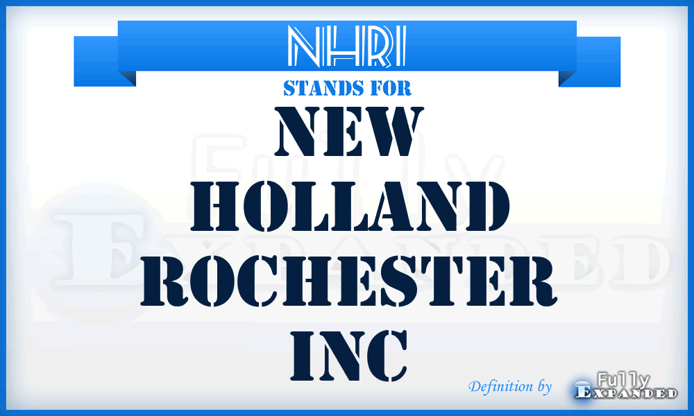 NHRI - New Holland Rochester Inc